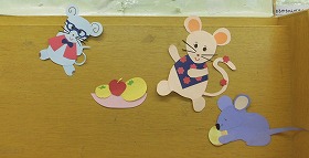 3ひきのねずみの切り紙装飾